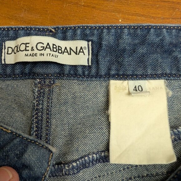 Dolce & Gabbana Womens Studded Crop Blue Jeans Vintage Size Italy 40 (28 x 20) - Picture 8 of 14